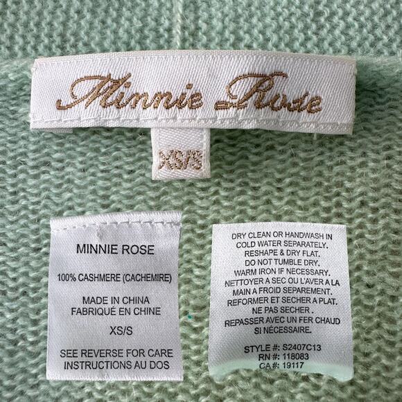 Minnie Rose Cashmere Oversized Open Cardigan, Size XS/S, Mint Green - Picture 10 of 10